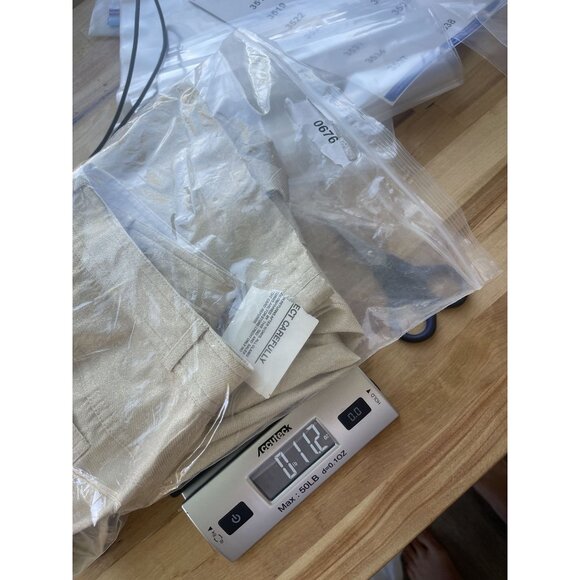 St. John Sport Wide Leg Pants Size 12 NWT Dog Show Twill Metallic Gold Ivory - Picture 10 of 10